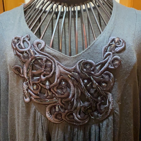 Dark Gray Beaded Tunic Dress - Picture 2 of 4